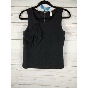 Sine Textured Black With Side Bow Tank Top Size 4